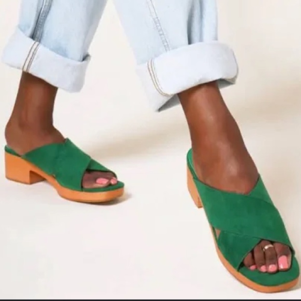 Charlotte Stone Green Mule Sandals